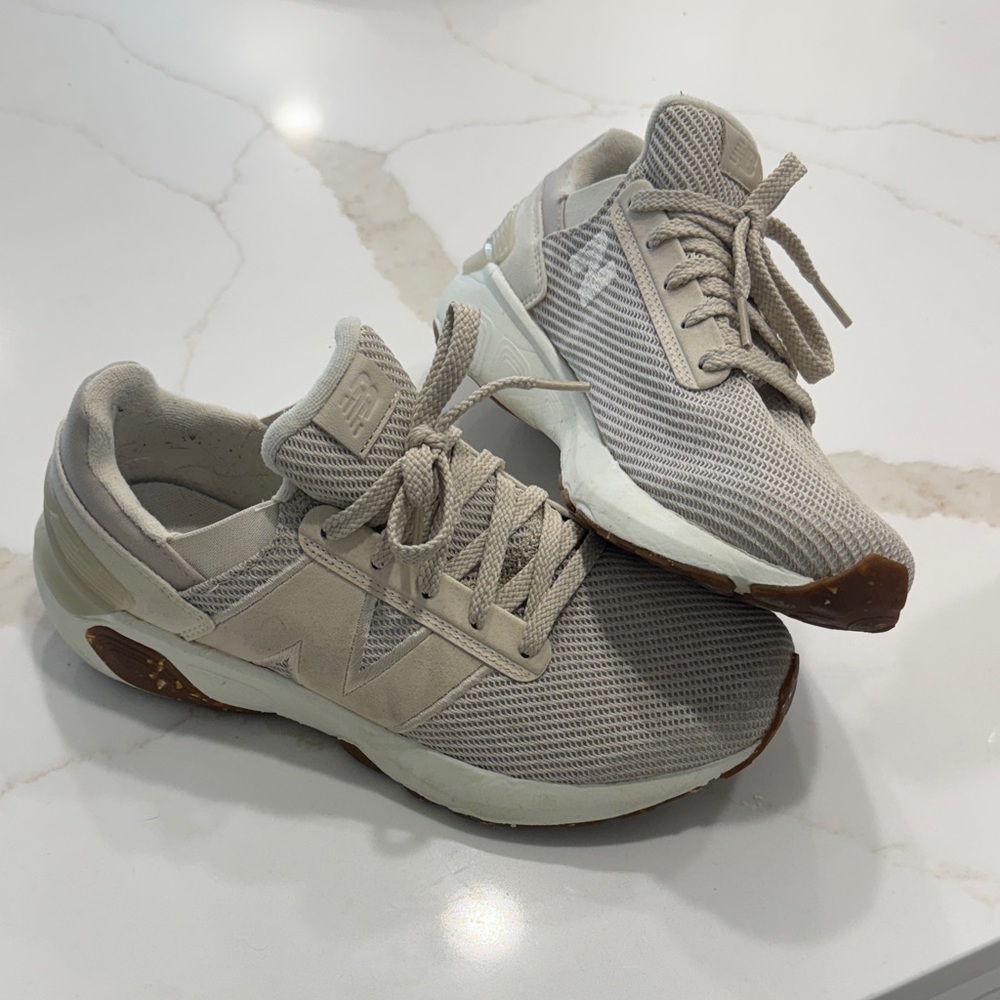 New Balance Women's Cream and Gray Sneakers
